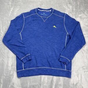 Tommy Bahama Tobago Bay Sweatshirt Mens Medium Blue Oversized Crew Neck Pullover